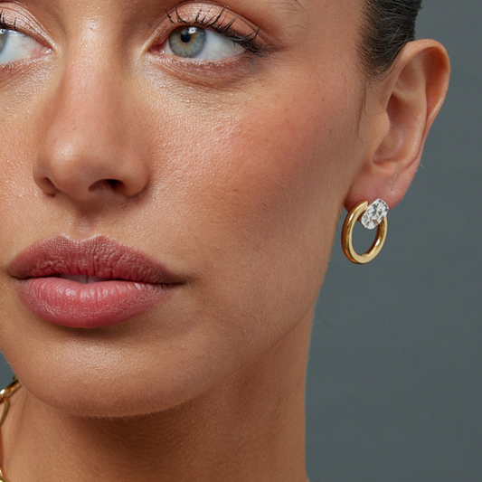 Melody Hoops Two Tone 24K Gold Plate/Sterling Silver