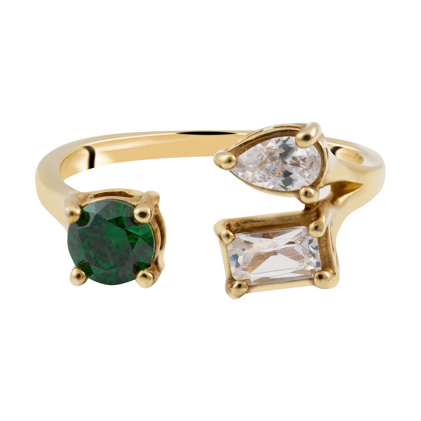Elegant Emerald Ring 24K Gold Plate