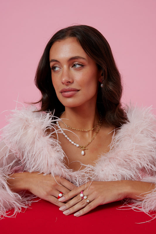 Sofia Pearl Necklace 24K Gold Plate