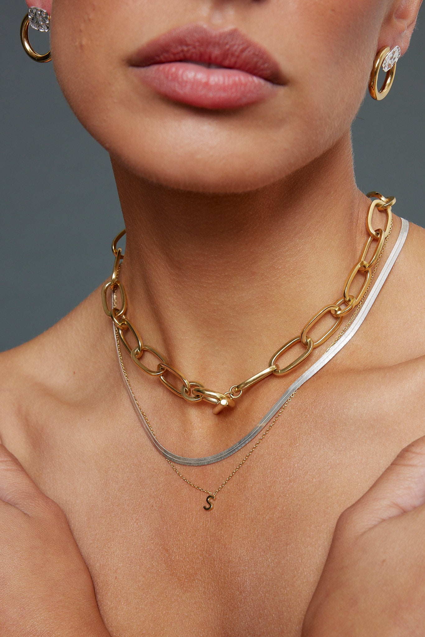 Melody Hoops Two Tone 24K Gold Plate/Sterling Silver