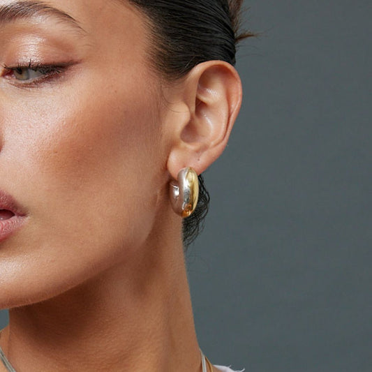 Stella Two Tone Hoops 24K Gold Plate/925 Sterling Silver