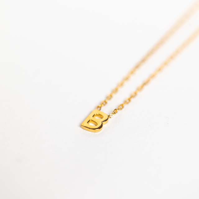 Petite Initial Necklace in Solid Gold - PRE-ORDER