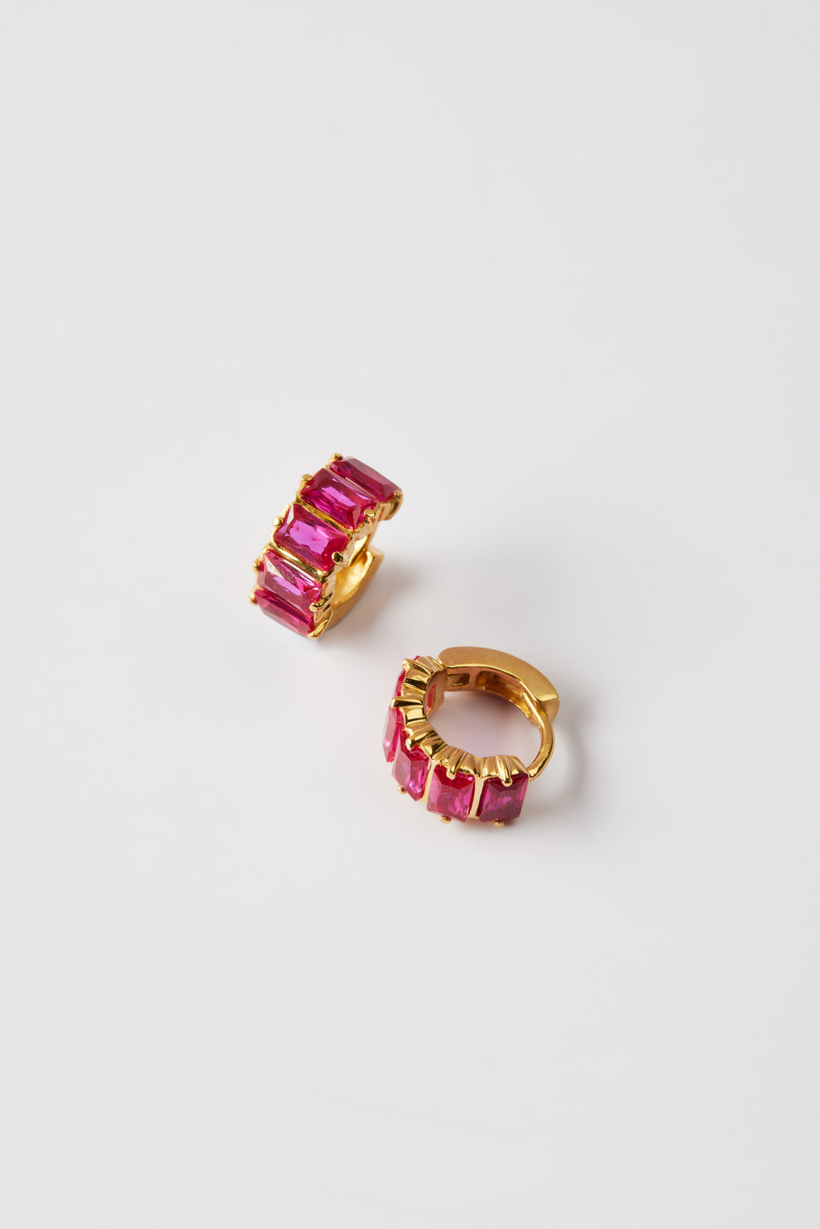 Birthstone Baguette Hoop Earrings