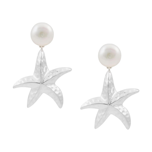 Starfish Earrings with Pearl Silver